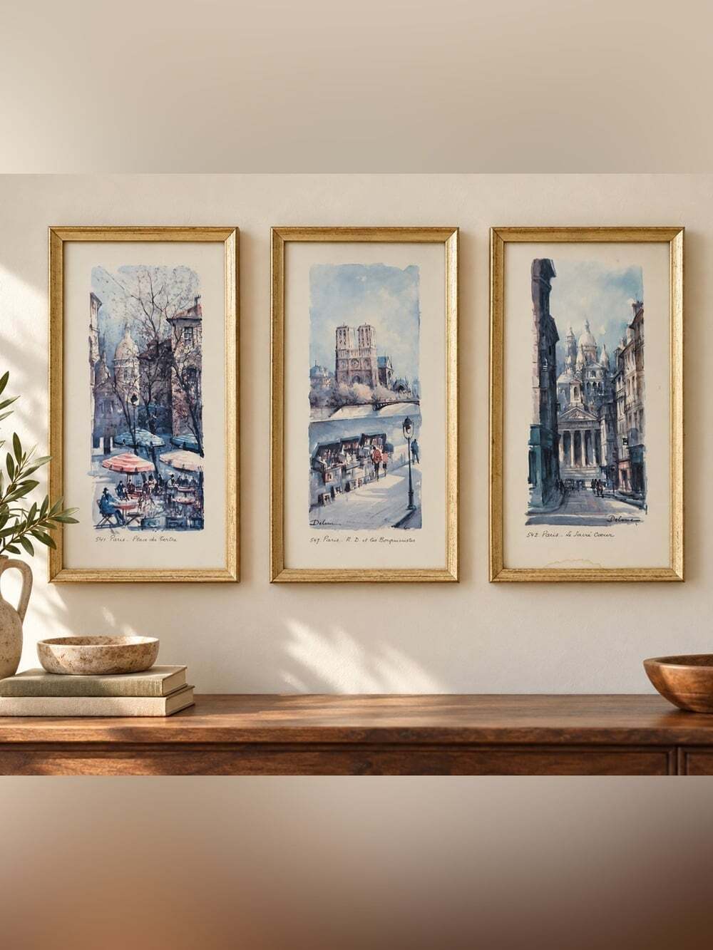Vintage Lucien Delarue Paris Framed Prints Set of 3